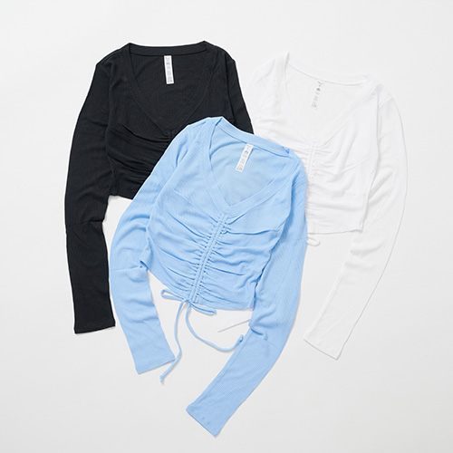 RIBBED CINCH CROPPED LONGSLEEVE